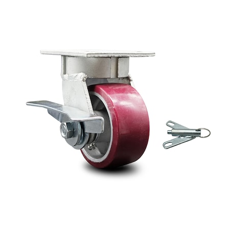Service Caster 4 Inch Kingpinless Poly on Aluminum Wheel Caster with Brake and Swivel Lock SCC SCC-KP30S420-PAR-SLB-BSL